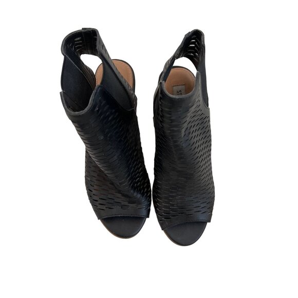 Steve Madden Black Perforated Peep-Toe Booties - Picture 3 of 5